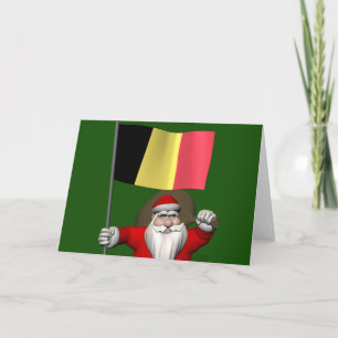 Jultomten med Flagga Belgien Helgkort