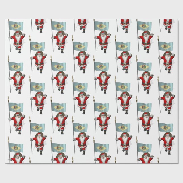 Jultomten med Flagga Delaware Presentpapper (Platt)