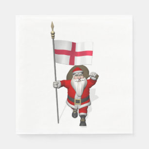 Jultomten med Flagga England Pappersservett