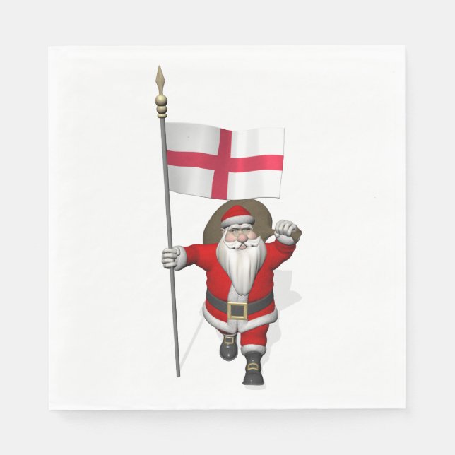 Jultomten med Flagga England Pappersservett (Framsidan)