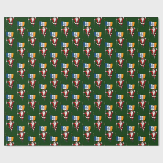 Jultomten med Flagga i New York City Presentpapper (Platt)