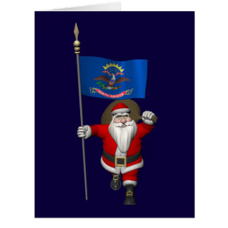 Jultomten med Flagga i North Dakota Jumbo Kort