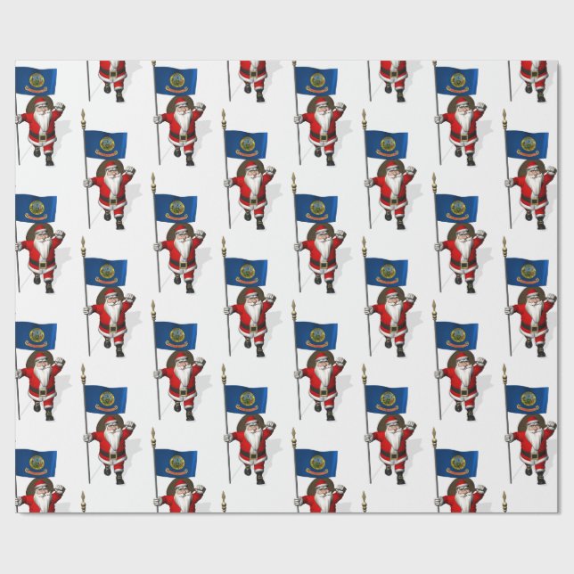Jultomten med Flagga Idaho Presentpapper (Platt)