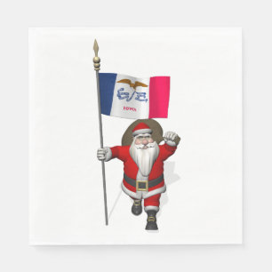Jultomten med Flagga Iowa Pappersservett