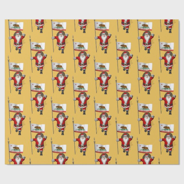 Jultomten med Flagga Kalifornien Presentpapper (Platt)
