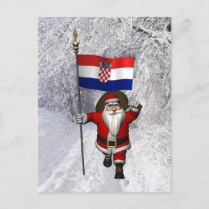 jultomten med Flagga Kroatien Vykort