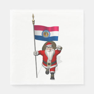 Jultomten med Flagga Missouri Pappersservett