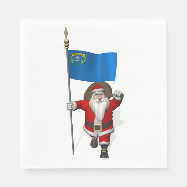 Jultomten med Flagga Nevada Pappersservett (Framsidan)