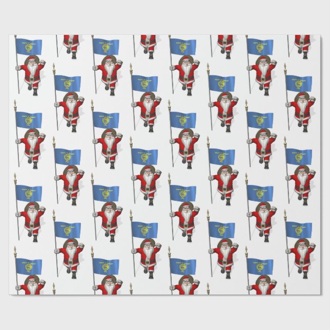 Jultomten med Flagga Oregon Presentpapper (Platt)