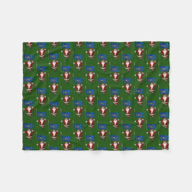 Jultomten med Flagga Pennsylvania Fleecefilt (Framsidan (Horisontell))