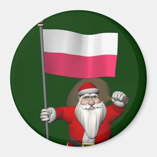 Jultomten med Flagga Polen Magnet (Framsidan)