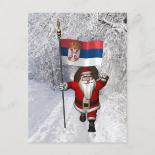 jultomten med Flagga Serbien Vykort