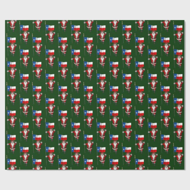Jultomten med Flagga Texas Presentpapper (Platt)