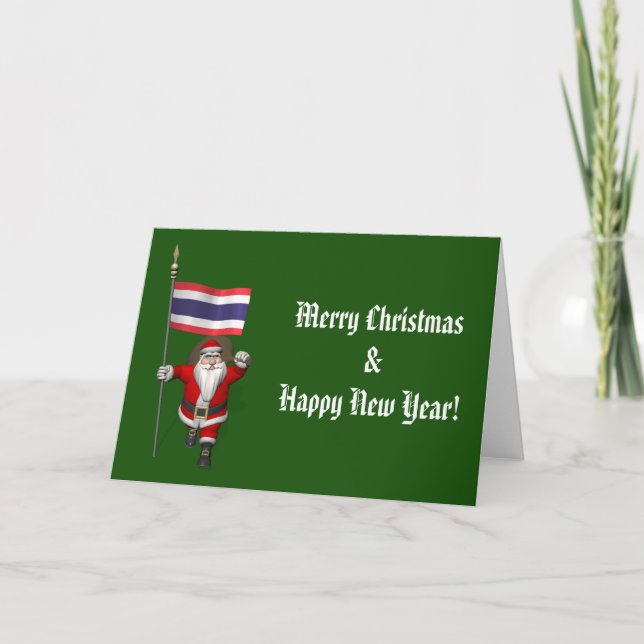 Jultomten med Flagga Thailand Helgkort (Framsida)