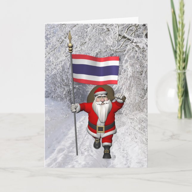 Jultomten med Flagga Thailand Helgkort (Framsida)