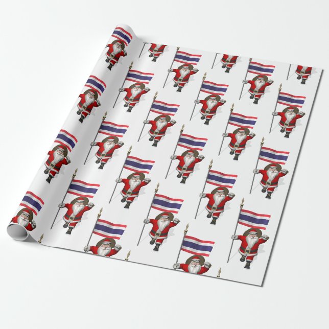 jultomten med Flagga Thailand Presentpapper (Utrullad)