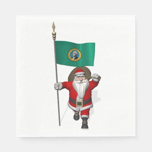 Jultomten med Flagga Washington Pappersservett (Framsidan)