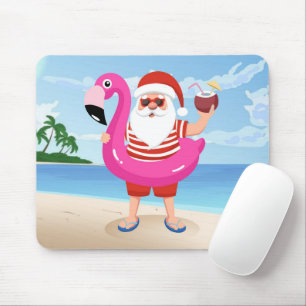 Jultomten med flamingo uppblåsbart ring musmatta