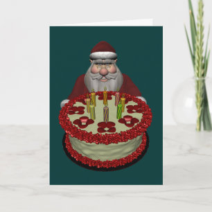 Jultomten med födelsedagskummel helgkort