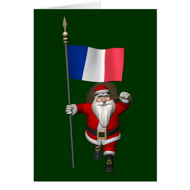 Jultomten med Frankrike Hälsningskort (Framsidan)