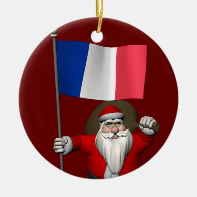 Jultomten med Frankrike Julgransprydnad Keramik (Framsidan)