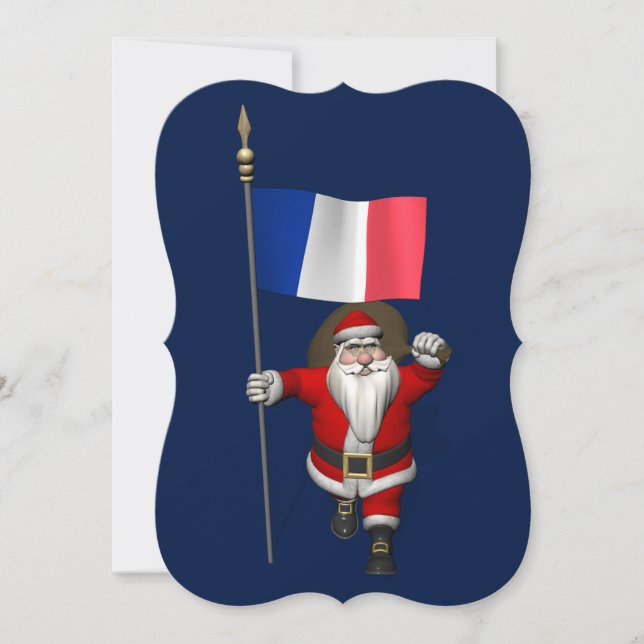 Jultomten med Frankrike Julkort (Framsida)