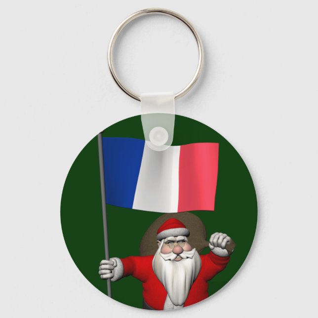 Jultomten med Frankrike Nyckelring (Framsida)