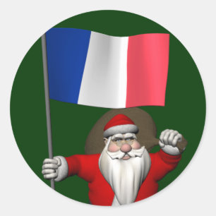 Jultomten med Frankrike Runt Klistermärke