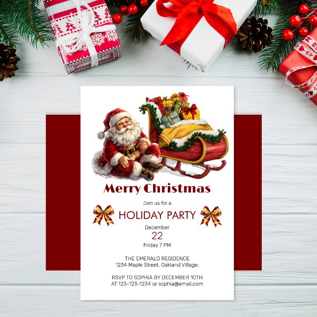 Jultomten med Fullt Sleigh av julklapp Inbjudningar (Skapare uppladdad)