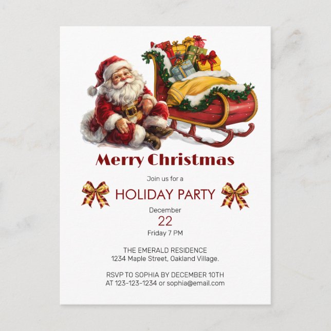 Jultomten med Fullt Sleigh av julklapp Vykort (Framsida)