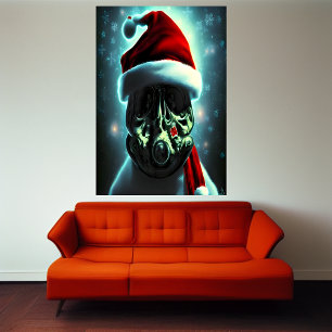 Jultomten med gasmask AI Art Poster