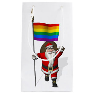 Jultomten med Gay pride Rainbow Flagga