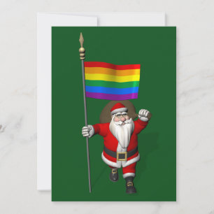 Jultomten med Gay pride Rainbow Flagga Julkort