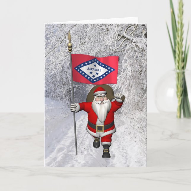 Jultomten med giftermål av arkansas helgkort (Framsida)