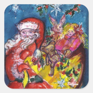 JULTOMTEN MED GIFTS FYRKANTIGT KLISTERMÄRKE