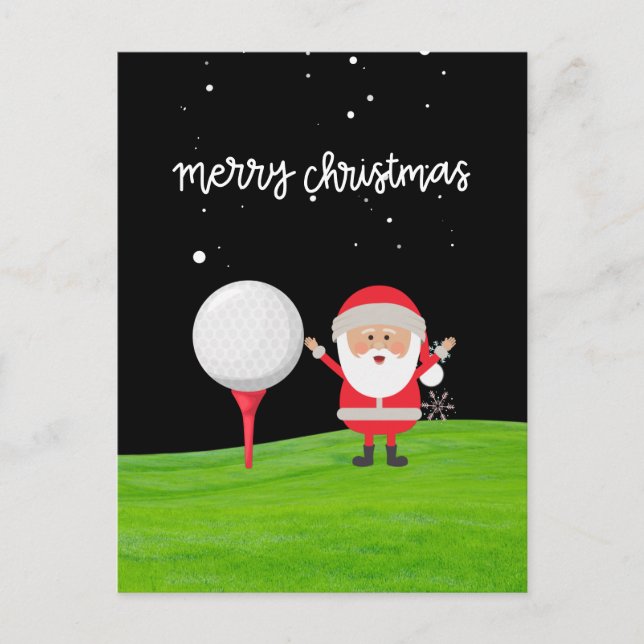 Jultomten med golf boll på julen vykort (Framsida)