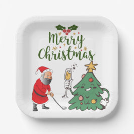 Jultomten med golfgolfer i boll God jul