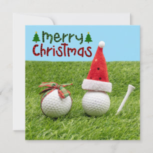 Jultomten med golfgolfer i boll God jul Kort