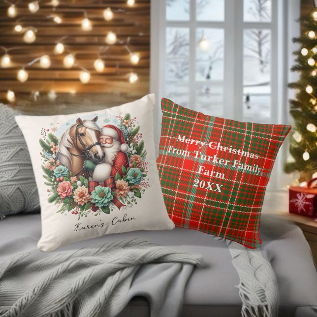 Jultomten med hästjul kudde (Enjoy this Beautiful Christmas Horse design! Personalize with your favorite Horse Girl!
)