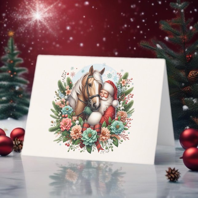Jultomten med hästjul tack kort (Enjoy this Beautiful Christmas Horse design! Personalize with your favorite Horse Girl!
)