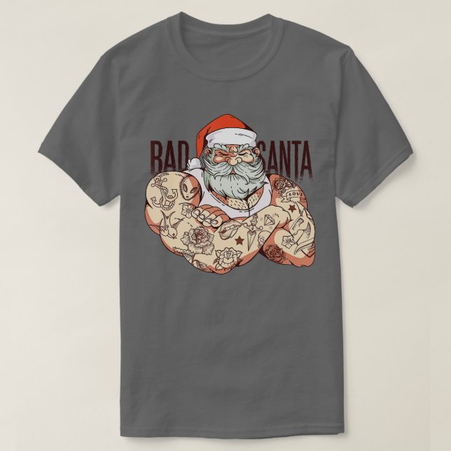 Jultomten med Hat Beard för Bad Santa Kristus T Shirt (Design framsida)