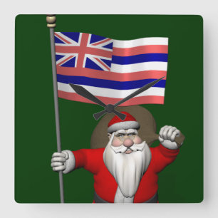 jultomten med hawaii fyrkantig klocka