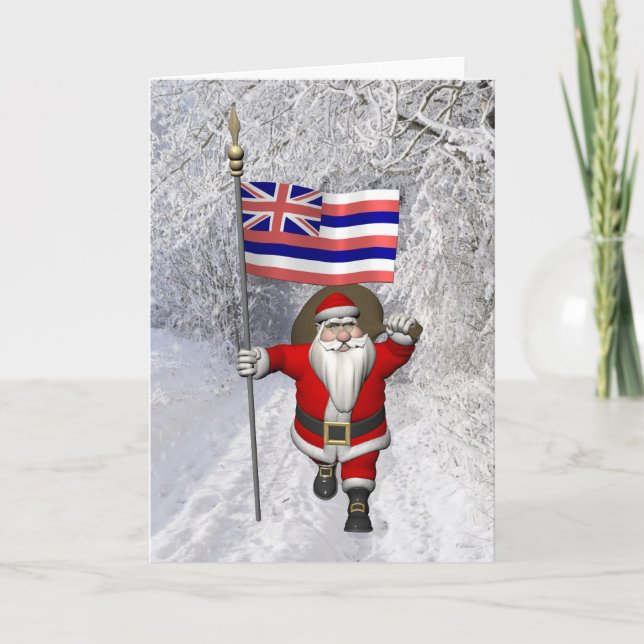 Jultomten med hawaii helgkort (Framsida)