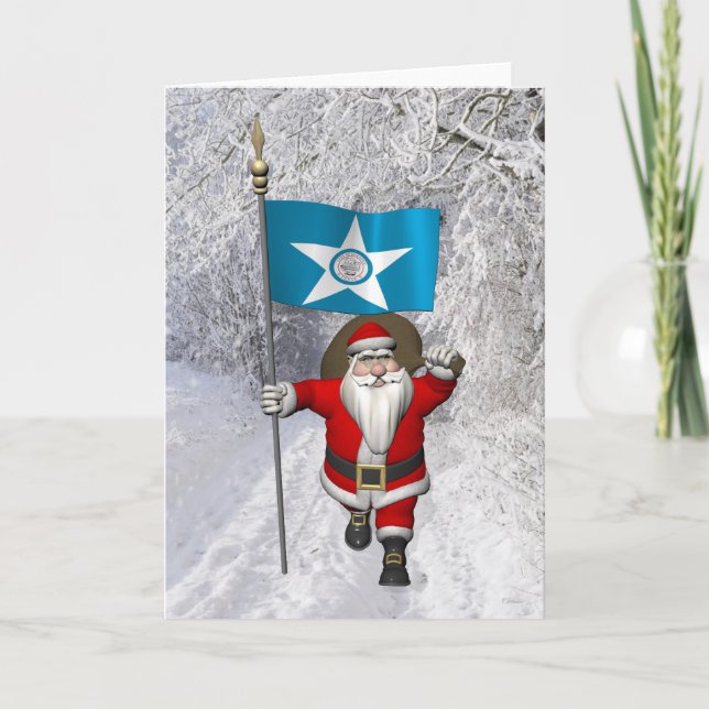Jultomten med hölje av Houston TX Helgkort (Framsida)