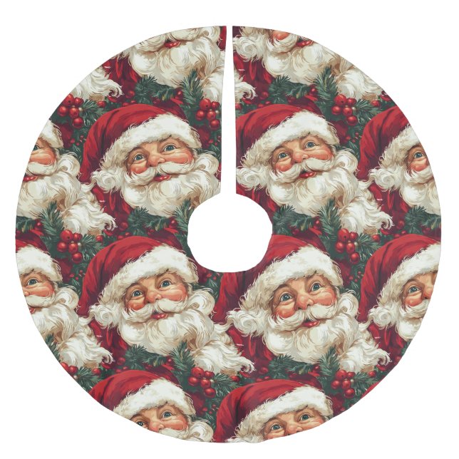 Jultomten med Holly och Berries jul Julgransmatta Borstad Polyester (Framsidan)