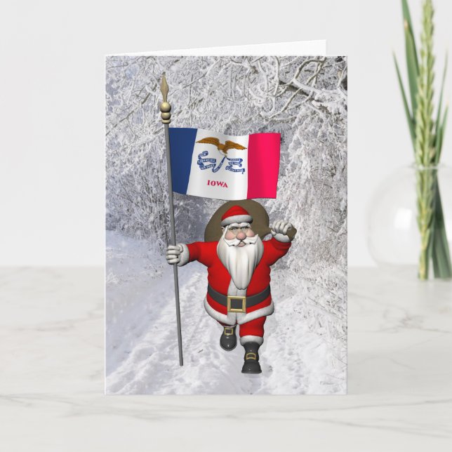 Jultomten med Iowa-tecken Helgkort (Framsida)