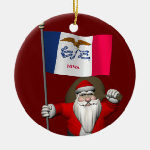Jultomten med Iowa-tecken Julgransprydnad Keramik