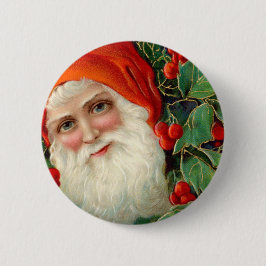 Jultomten med järnekjul knapp