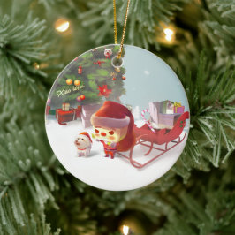 Jultomten med Julgran Julgransprydnad Keramik