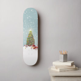 Jultomten med Julgran Mini Skateboard Bräda 18,5 Cm
